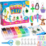 Beads for Crafts, Pony Beads Keychain Making Kit, Bead Pets for Kids Girls | Funtopia Bracelet Making kit Beaded Animal Set Birthday Party DIY Art Crafts for Girls Boys Beginners(1500 Bead, 30 Designs)