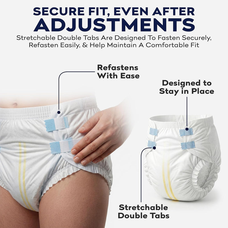 4-5xl Adult Diapers for Women and Men - 8 Bariatric Disposable Briefs with Tabs and Stretchable Side Panels - 100% Breathable with Maximum Absorbency