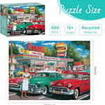 500 piece retro style jigsaw puzzles for adults, perfect for car and food station enthusiasts