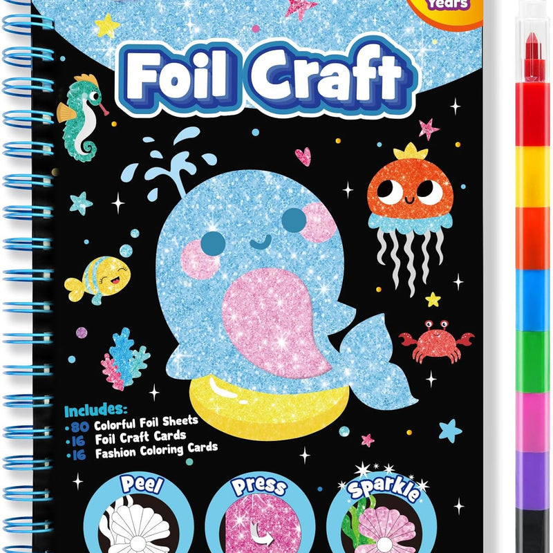 FUNNYB&G Foil Art Craft Kit for Kids, Sparkly Birthday Gift Toy for Kids