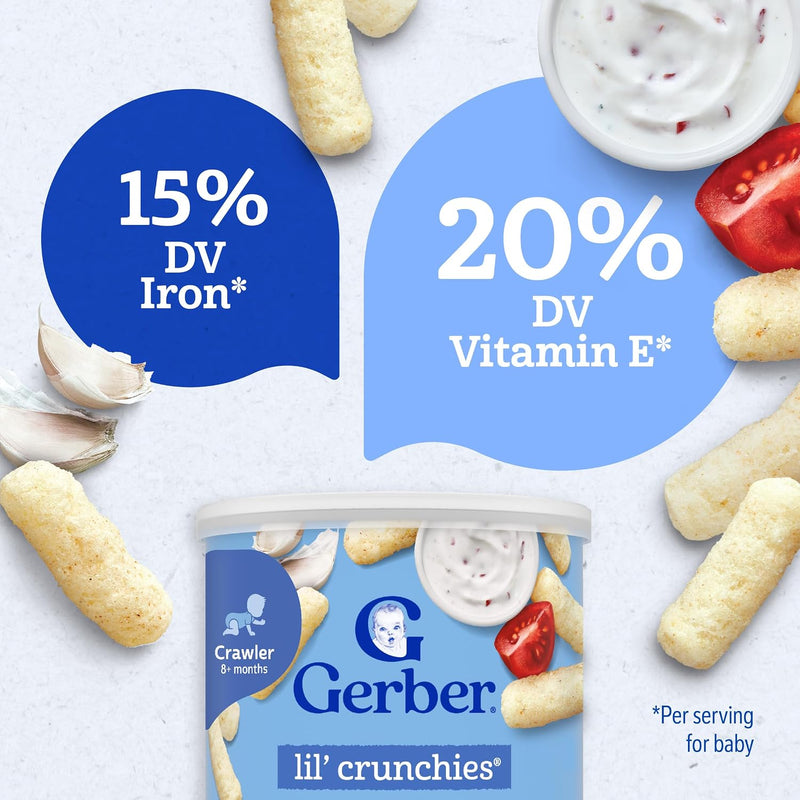 Gerber Stage 3 Veggie Dip Lil Crunchies Snack, 1.48 Oz, 6 Pack