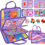 Montessori Busy Board & Busy Book for Toddlers – Sensory & Learning Toy that Keeps Kids Busy, Travel Toy for Airplane & Car, Screen for Boys & Girls (Blue/P4)