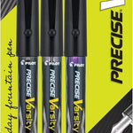 Pilot Precise Varsity Pre-Filled Fountain Pens for Writing, Medium Point Stainless Steel Nib, Black/Blue/Red/Pink/Green/Purple/Turquoise Ink, 1.0mm, 7-Pack