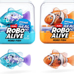 Robo Alive Robo Fish Robotic Swimming Fish (Teal + Orange) by ZURU Water Activated, Changes Color, Comes with Batteries, Amazon Exclusive (2 Pack) Series 3