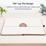 RETTACY Graph Grid Paper Notebook, 192 Pages, A5 Medium Size (5.7'' x 8.3''), 5 Squares per Inch, Leather Hardcover, 100 GSM Thick Paper, for School, Students, Math, Engineering (Brown)