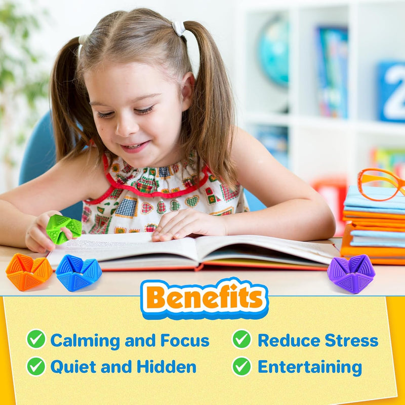 KLT Fidget Sensory Toys for Kids: Quiet Silicone Sensory Flip Cube with Textures - Calming Toys for Autism Kids Stress Reduce - ADHD Fidget Toys for Classroom Focus