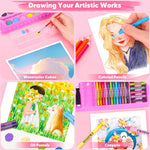 iBayam Art Supplies, 149-Pack Drawing Kit Painting Art Set Kits, Pink Box | Arts and Crafts for Kids Girls Boys Gifts, with Coloring Book, Crayons, Pastels, Pencils, Watercolor Pens & Cakes