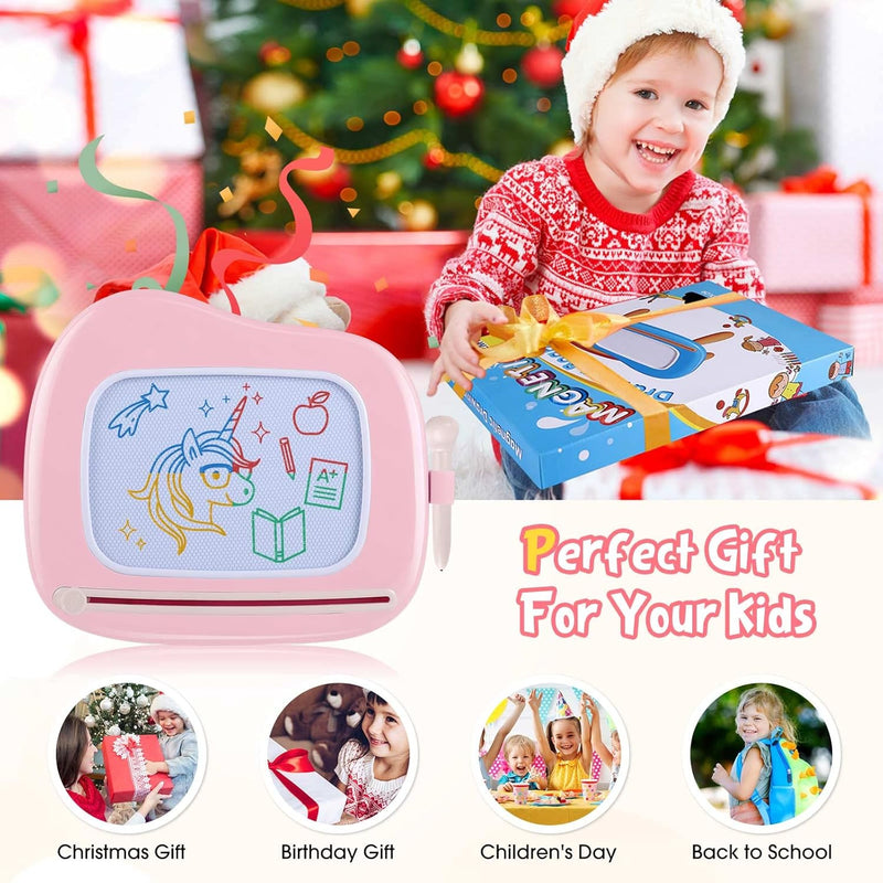 smasiagon magnetic drawing board for kids toddler toys 1-2 year old girl portable doodle pad