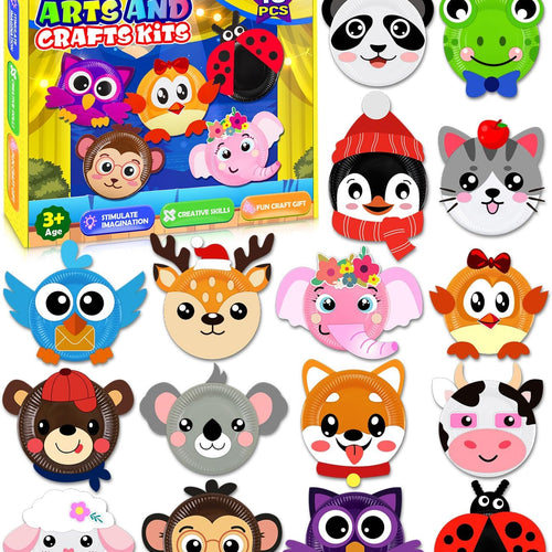 16 Pack Arts and Crafts for Kids Toddler DIY Animal Paper Plate Art Gifts