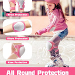 Kids Protective Gear Set, Knee and Elbow Pads with Wrist Guards for Ages 3-8 Year Toddler