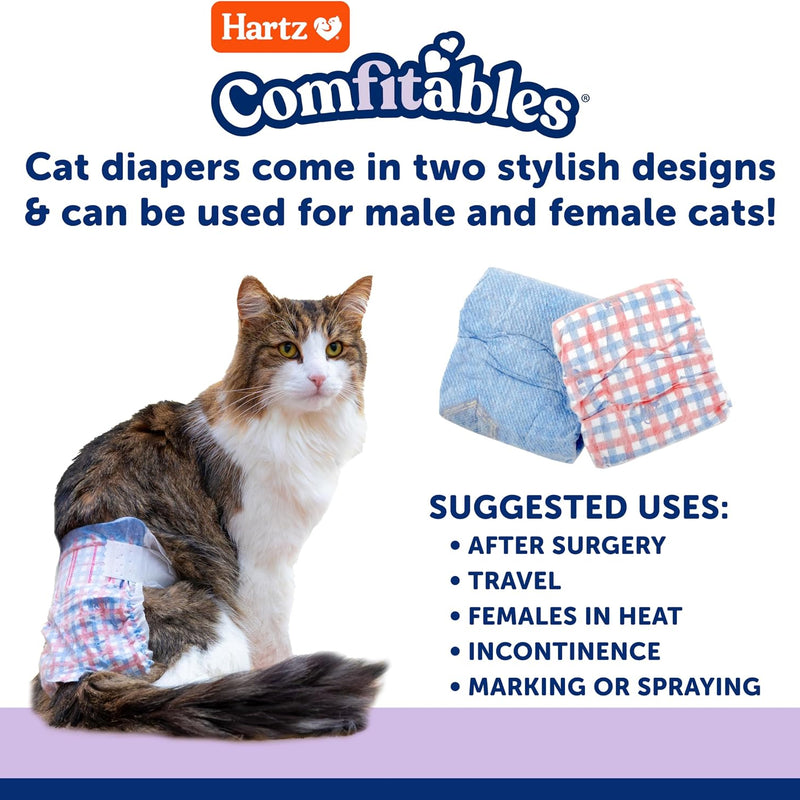 Hartz Comfitables Cat Diapers, Size L 12 Count, Comfortable & Secure Fit, Easy to Put On