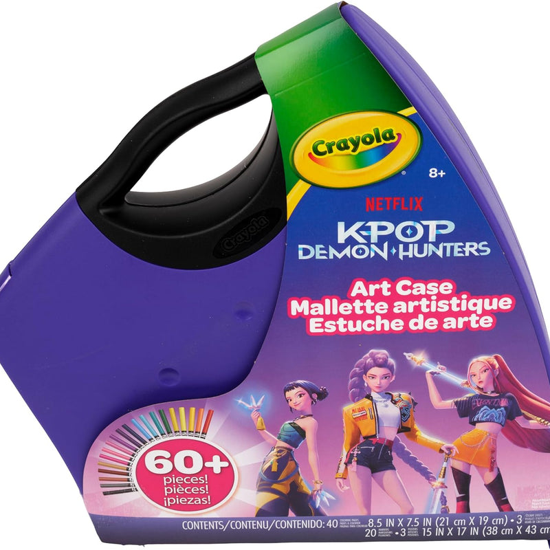 Crayola Kpop Demon Hunters Art Case (40+pcs), Coloring & Sticker Craft Kit | Arts & Crafts Kit, Holiday, Birthday Gift for Kids & Teens, Screen Free Travel Activity Set, Kpop Demon Hunters Toys, Ages 8+