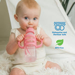 Dr. Brown's Anti-Colic Options+ Narrow Bottle Gift Set with Sippy Straw Bottle, HappyPaci Silicone Pacifiers, Storage/Travel Caps, and Bottle Brush, Pink