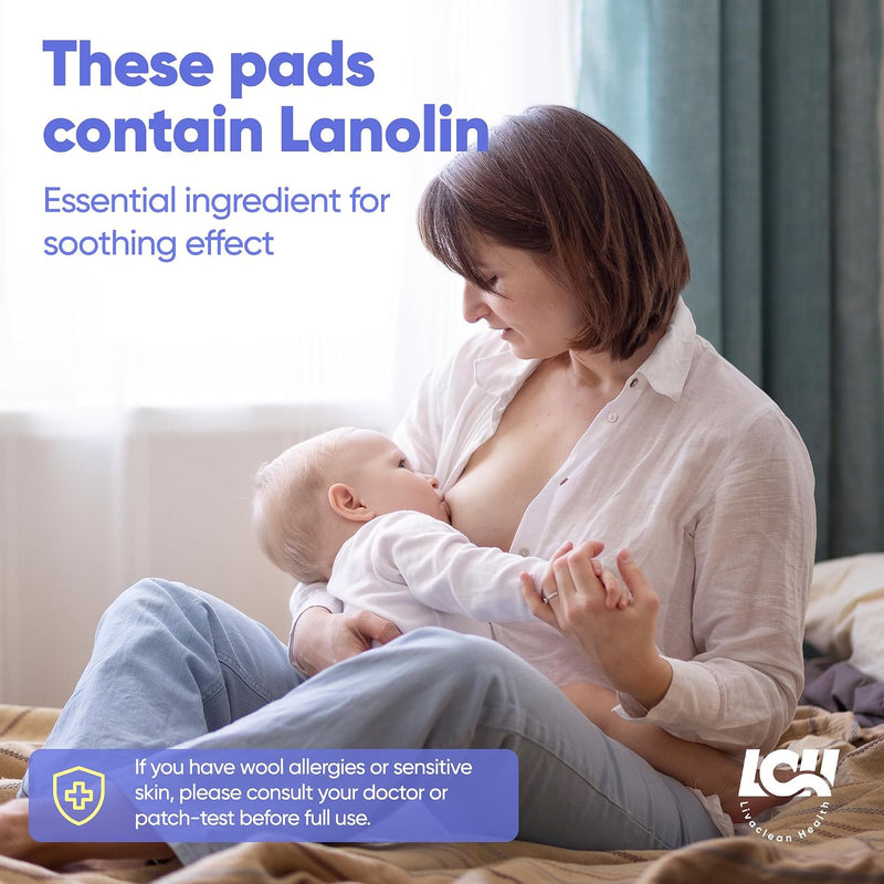 16CT Hydrogel Nipple Pads for Breastfeeding with Lanolin - Cooling Sore Nipple Gel Soothing Pads - Breast Feeding Essentials for Moms by Livaclean Health