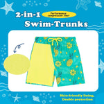 UMELOK Boys Swim Trunks with Compression Liner Toddler Bathing Suit