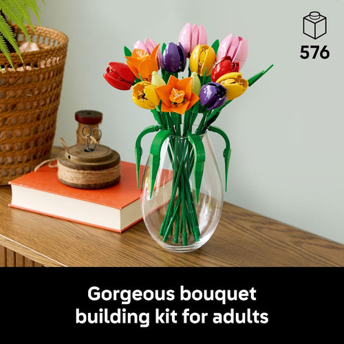 LEGO Botanicals Tulip Bouquet Building Set - Adults, Artificial Flowers, Home Decor, Craft Kit, Gift for Women & Men, Ages 18+