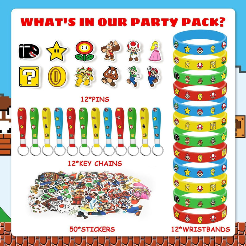 86PCS Mario birthday party supplies, Mario theme party gifts set, 86 pieces