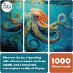 Cross & Glory | Jigsaw Puzzles 1000 Pieces for Adults | Deep Blue Octopus Odyssey | Ocean Octopus Puzzles for Adults | Challenging Brain Teaser Ocean Puzzle | 20 x 27 Inches