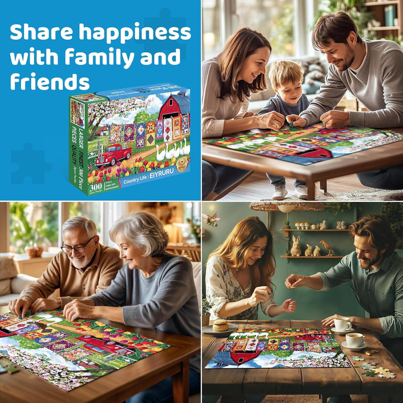 300 Piece Jigsaw Puzzle for Adults – Farmyard Delight with Quilts & Tulips– Challenging and Relaxing Puzzle for Game Nights, Gifts & Home Décor (20.5" × 15")