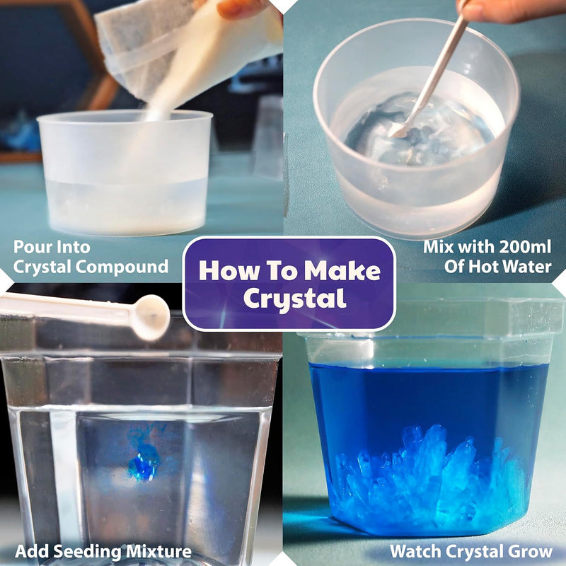 Crystal growing science experiment kit for kids, teens, boys & girls, DIY STEM toy lab