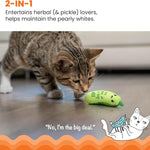 Catstages Crunchy Pickle Kicker Cat Toy – Plush Crinkle Toy with Catnip and Dental Mesh, 6.5"