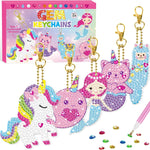 BANBBUR Art and Crafts for Kids Ages 8-12 4-8, 5 PCS Diamond Gem Art Kids | Double Sided 5D Gem Key Chain Making Kit,Christmas Crafts for Kids, Art and Craft Birthday Gifts Christmas Stocking Stuffers