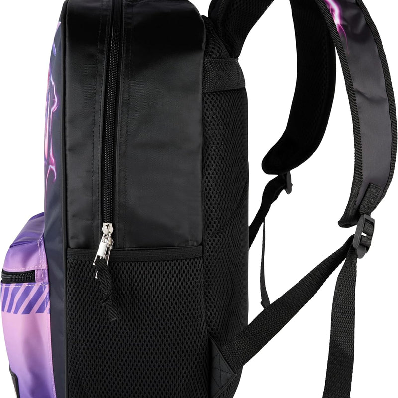 AI ACCESSORY INNOVATIONS K-Pop Demon Hunters Huntrix 16” Backpack for Girls, Featuring Rumi, Zoey, Mira, Rubber Molded Bag Charm, Huntrix
