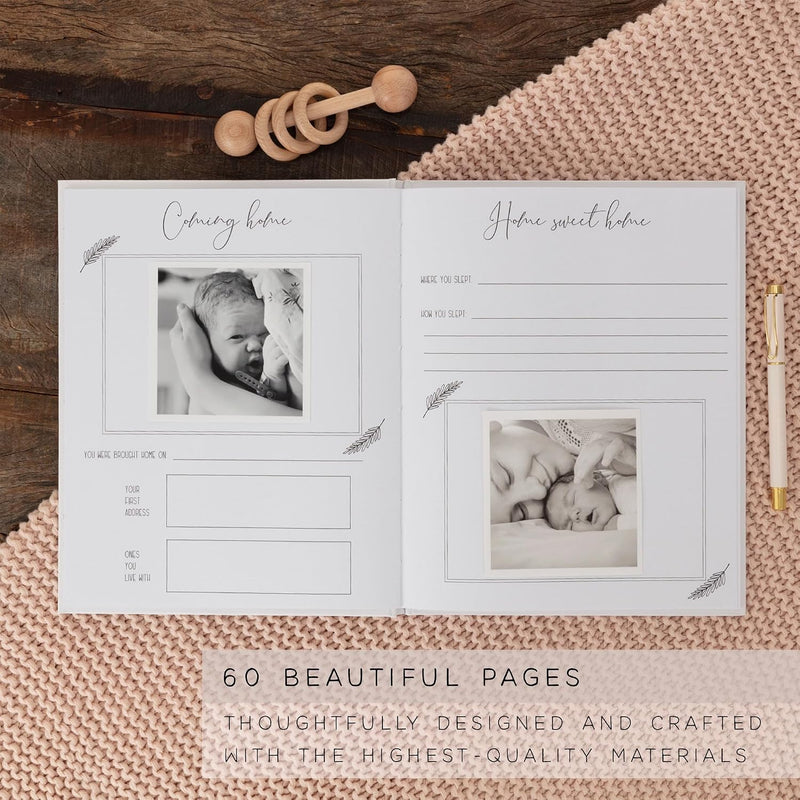 Baby Book Keepsake - Simple Baby Milestone Book for Boy or Girl - Baby Journal & Pregnancy Memory Book - Monthly Milestone Record Baby Books for Baby Shower - Modern Gender Neutral Style Gift for Moms