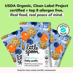 Little Spoon Blueberry Carrot Meltable Baby Wheels, 1 Oz Bag, 4 Pack | Organic Corn, Quinoa & Sorghum, No Added Sugar Snacks, Encourages Self-Feeding, For Babies 6+ Months
