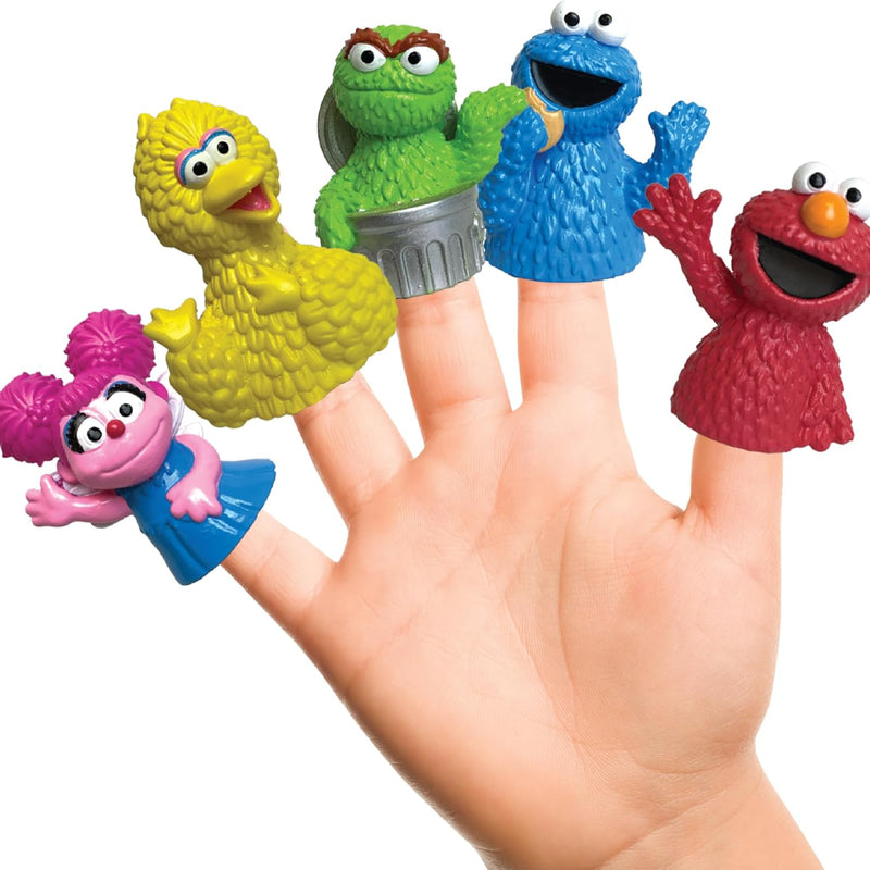 Sesame Street 10-Piece Finger Puppet Set for Toddlers & Kids | Features Elmo, Big Bird, Cookie Monster, Abby Cadabby, Oscar the Grouch | Durable PVC for Bath Time, Educational Play, and Party Favors.