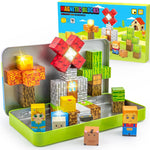 Aywewii Travel Magnetic Blocks 45 PCS for Kids Ages 3-5, Portable STEM Learning Set with Iron Case, Construction Edition