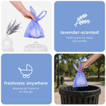 Ubbi Disposable Baby Diaper Sacks, Lavender Scented, 400 Count | Easy-To-Tie Tabs, Made from 50% Recycled Material, Disposable On-The-Go Bags, Diaper Bag and Travel Essential