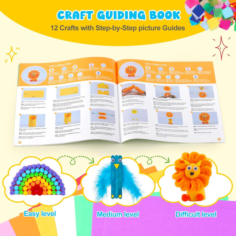 Zefy 3200+ Pcs Arts and Crafts Supplies for Kids, All in One Craft Kits | DIY School Supplies Kit with 12 Crafts Design, Craft Box Easter Gifts for Girls Boys Ages 4-12
