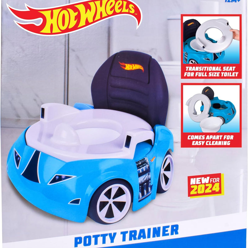 Hot Wheels Blue Race Car Potty Training Toilet, Race Car Potty Seat Includes Detachable Toddler Toilet Seat and Kids Potty, Ages 12 Months and Up