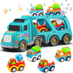 Veslier 5 in 1 Construction Truck Toy with 6 Mini Cars for Kids 3 4 5 6 Years Old