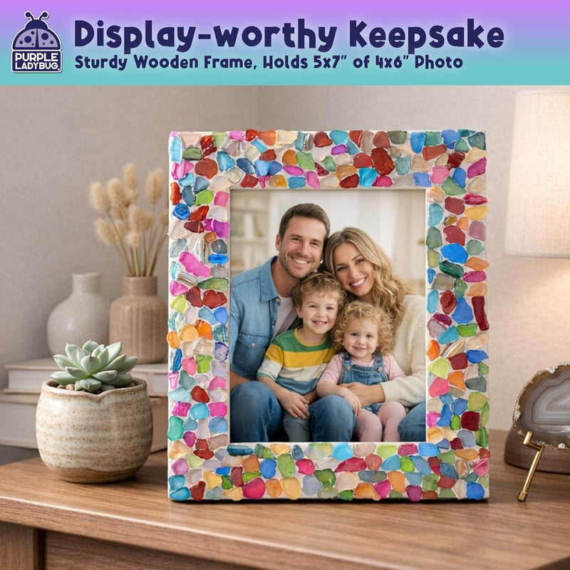 Mother of Pearl DIY Mosaic Photo Frame Craft Kit for Girls Ages 8-12 | Make-your-own Activity, Summer Projects, Tween Gift, 9 Year Old Birthday Present, Creative STEAM Activity
