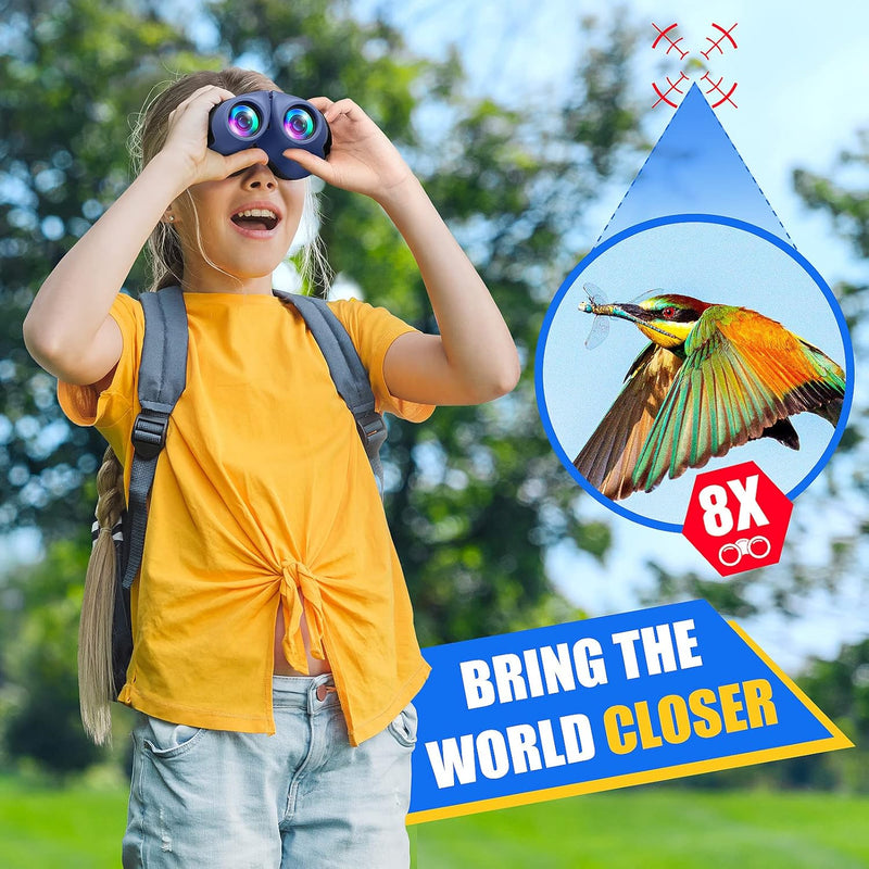 Let's Go! Kids Binoculars 8X Shockproof with Safety Eyepieces Compact Design