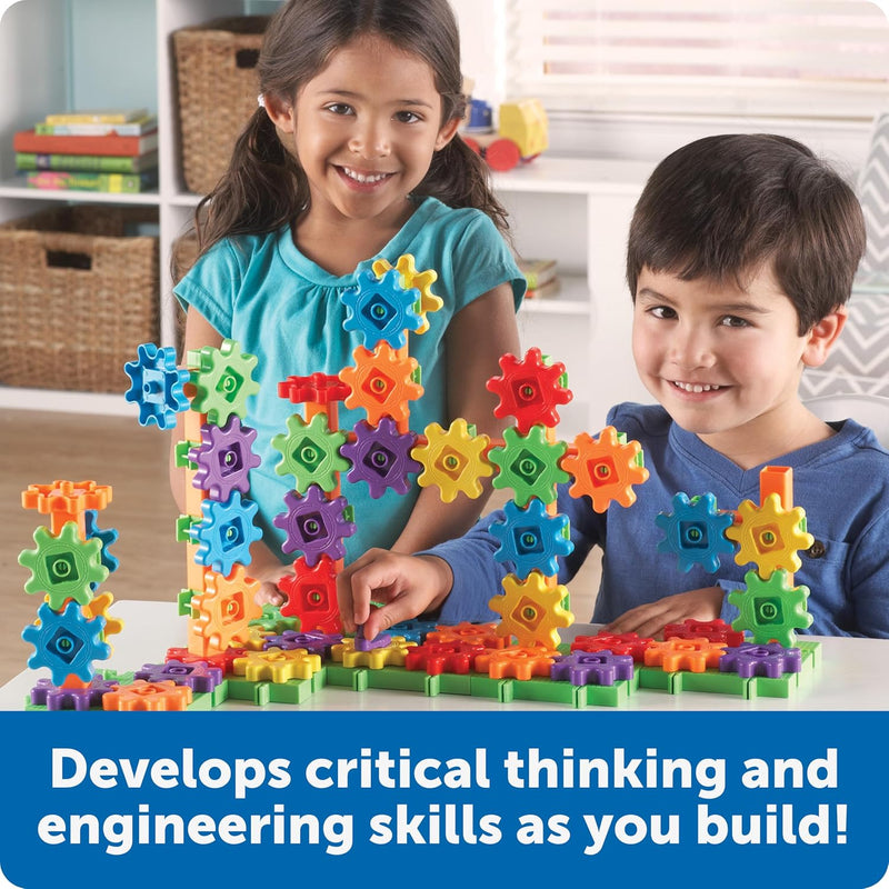 Learning Resources Gears 100-Piece Deluxe Building Set -STEM Activities, Fine Motor Skills, Toddler Explorer Kit, Science and Construction, Boys and Girls Gifts