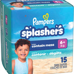 Pampers Splashers Swim Diapers, Size 6+, 15 Count, Disposable Swim Diapers, Contains Mess, No Swell