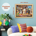BenBen Puzzles for Adults 1000 Pieces, Dogs' Dinner Party, Dog Jigsaw Puzzle with Patterns on Back, Funny Animal Puzzle, Challenging Puzzles for Family Game Night, Home Décor