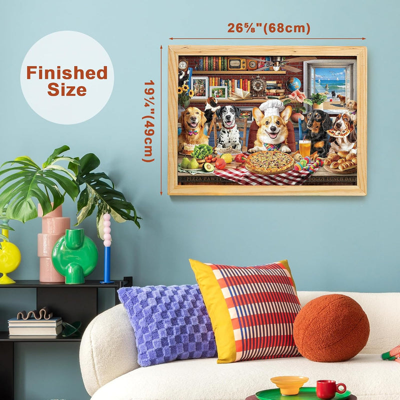 BenBen Puzzles for Adults 1000 Pieces, Dogs' Dinner Party, Dog Jigsaw Puzzle with Patterns on Back, Funny Animal Puzzle, Challenging Puzzles for Family Game Night, Home Décor