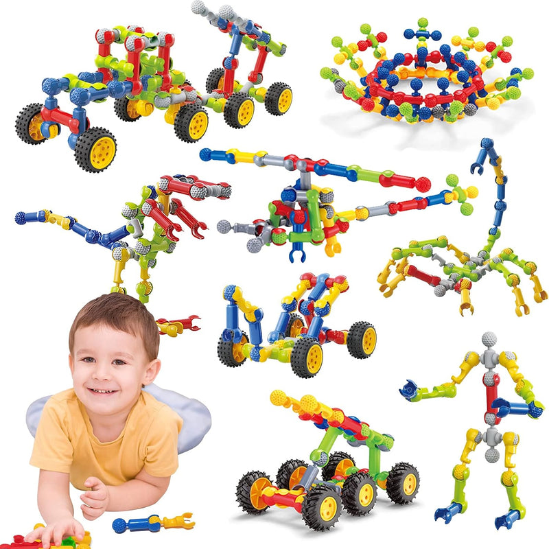 170 Pcs Building Toys for Kids Ages 4-8 with Toy Box Storage, Idea Guide, Building Blocks STEM Toys for 3 4 5 6 7 8 9 Year Old Creative Kids Activity, Christmas Birthday Gifts for Boys Girls