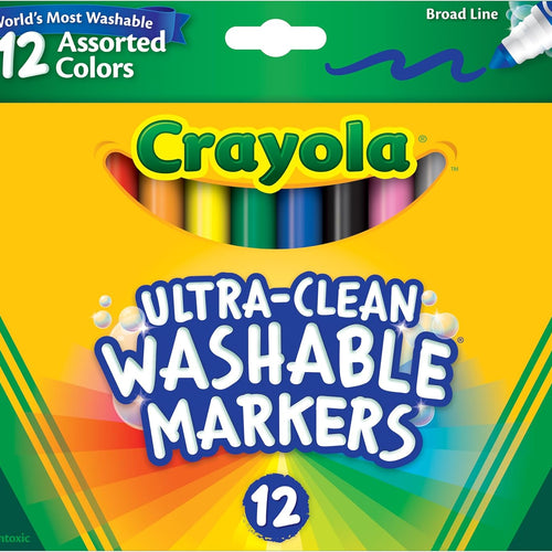 Crayola Broad Line Markers (12 Count), Washable Markers for Kids, Assorted Colors, Arts & Crafts Supplies, For Coloring Books & Art Projects, Ages 3+