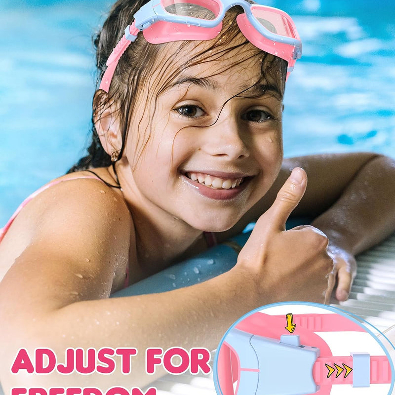 Kids Swim Goggles,Swimming Goggles for Kids 6-14, Anti-Fog UV Protection Pool Glasses for Boys Girls