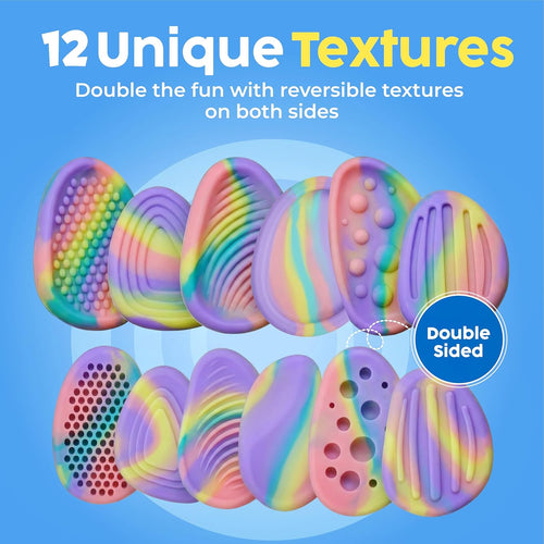 BUNMO Fidget Toys - Fidget Stones Sensory Toys – 6pk Pastel | Silicone Worry Stones for Kids Ages 3+ | Portable, Textured, Quiet Sensory Stones for Hands-On Play