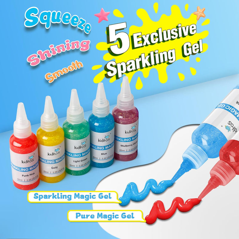 Kiditos Magic Water Elf Toy Kit,Squishies for Kids, DIY Sensory Craft Kit | 10 Gels & 6 Molds, Make Your Own Magic Water Pets, STEM Science Activity, Party Favors & Birthday Gifts for Kids Ages 3+