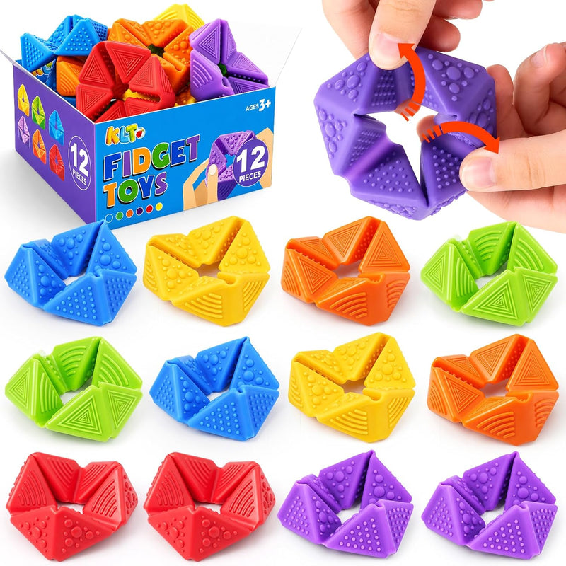 KLT Fidget Sensory Toys for Kids: Quiet Silicone Sensory Flip Cube with Textures - Calming Toys for Autism Kids Stress Reduce - ADHD Fidget Toys for Classroom Focus