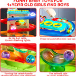 2-in-1 Rolling Ball & Car Ramp Toy for Toddlers, Interactive STEM Learning Playset with Sensor Lights