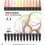 Drawing Pens, 12 Pack Dual Brush Pens Black Markers for Art Drawing Sketching