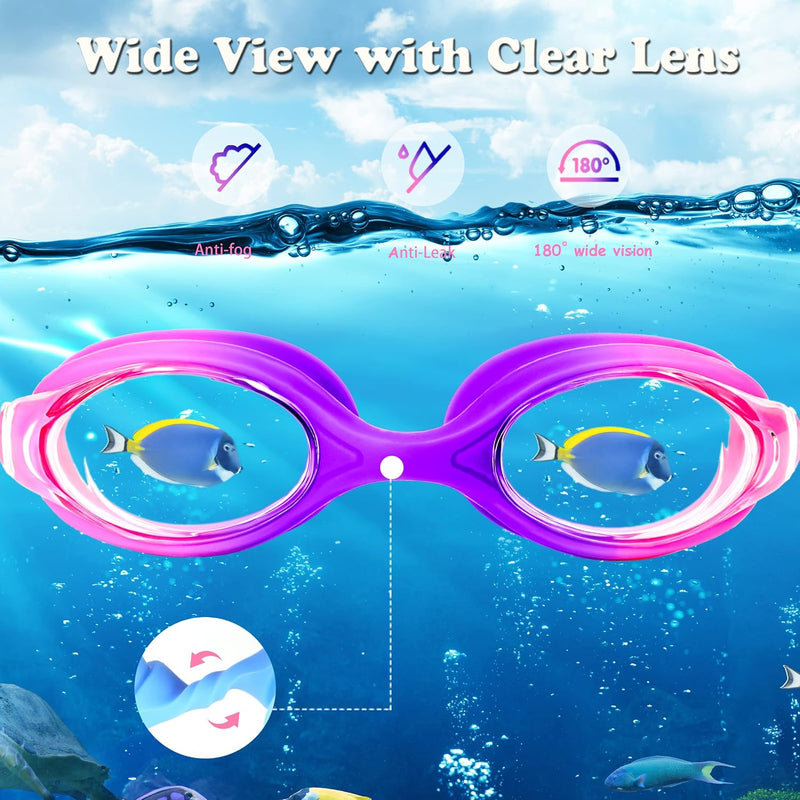 EWPJDK Kids Swim Goggles - 2 Pack Swimming Goggles Anti Fog No Leaking For Kids Age 3-15